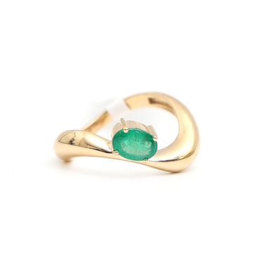 JPRG-3290/8434 Emerald Oval Wave Ring | 18K