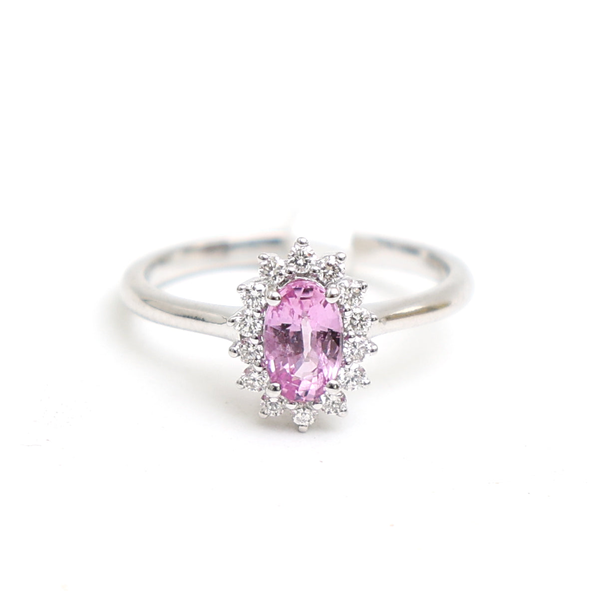 JPRG-3295/8439 Pink Sapphire Helo Diamond Ring | 18K