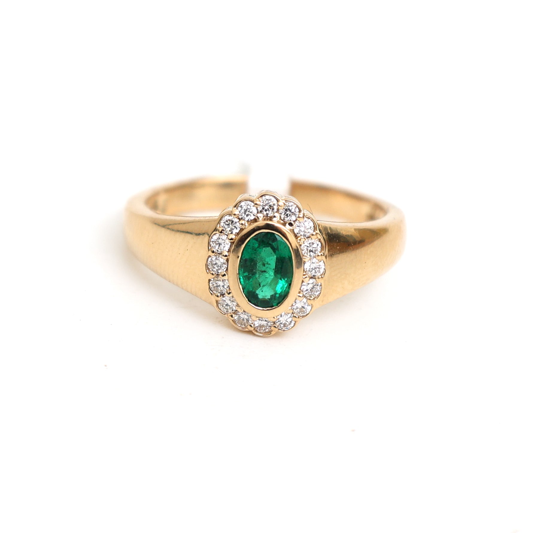 JPRG-3305/8455 Emerald Oval Diamond Signet Ring | 18K