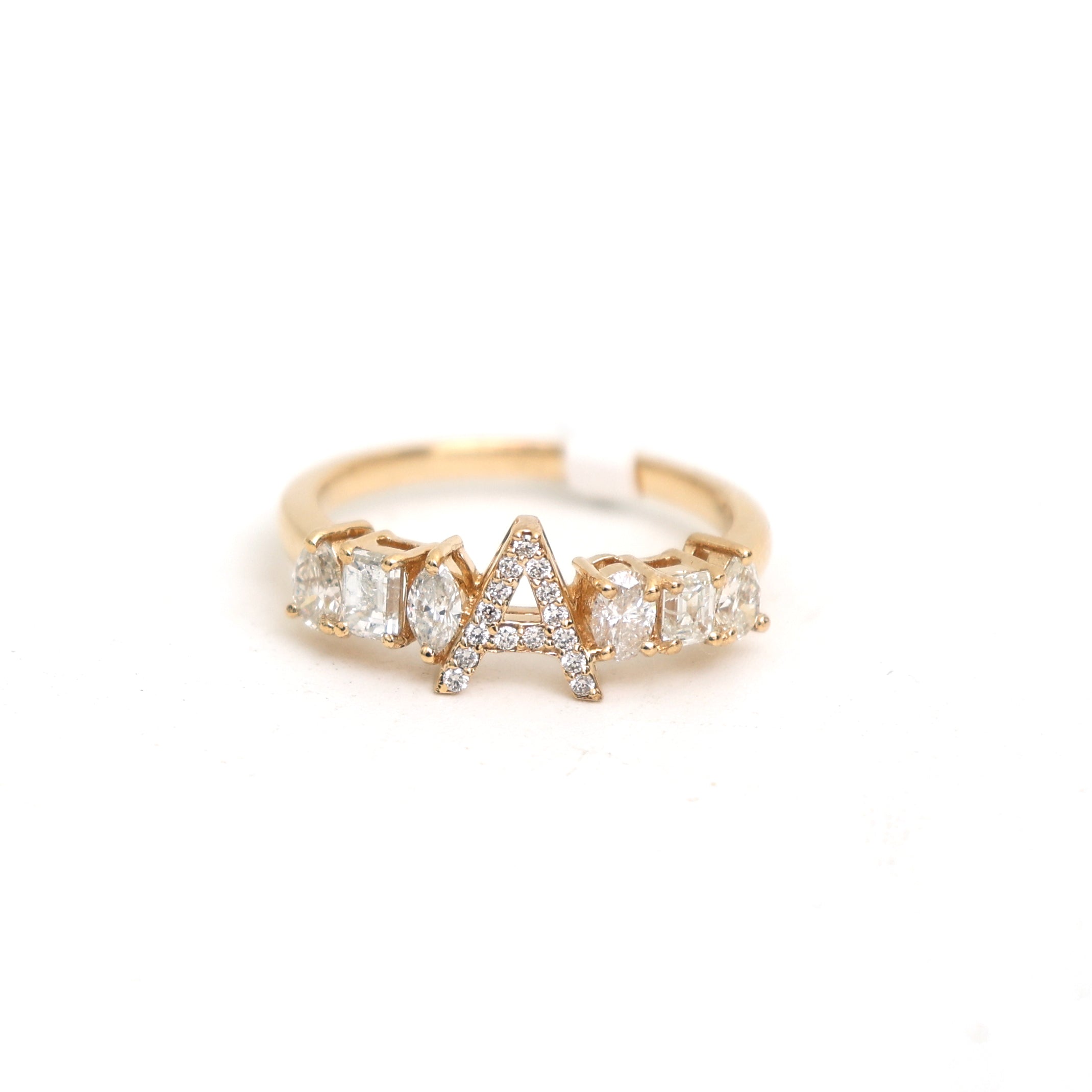 JPRG-3308/8458 Diamond A Letter Ring | 18K