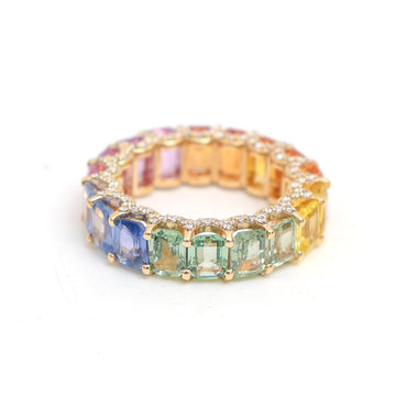 JPRG-3313/8472 Rainbow Sapphire Diamond Ring | 14K