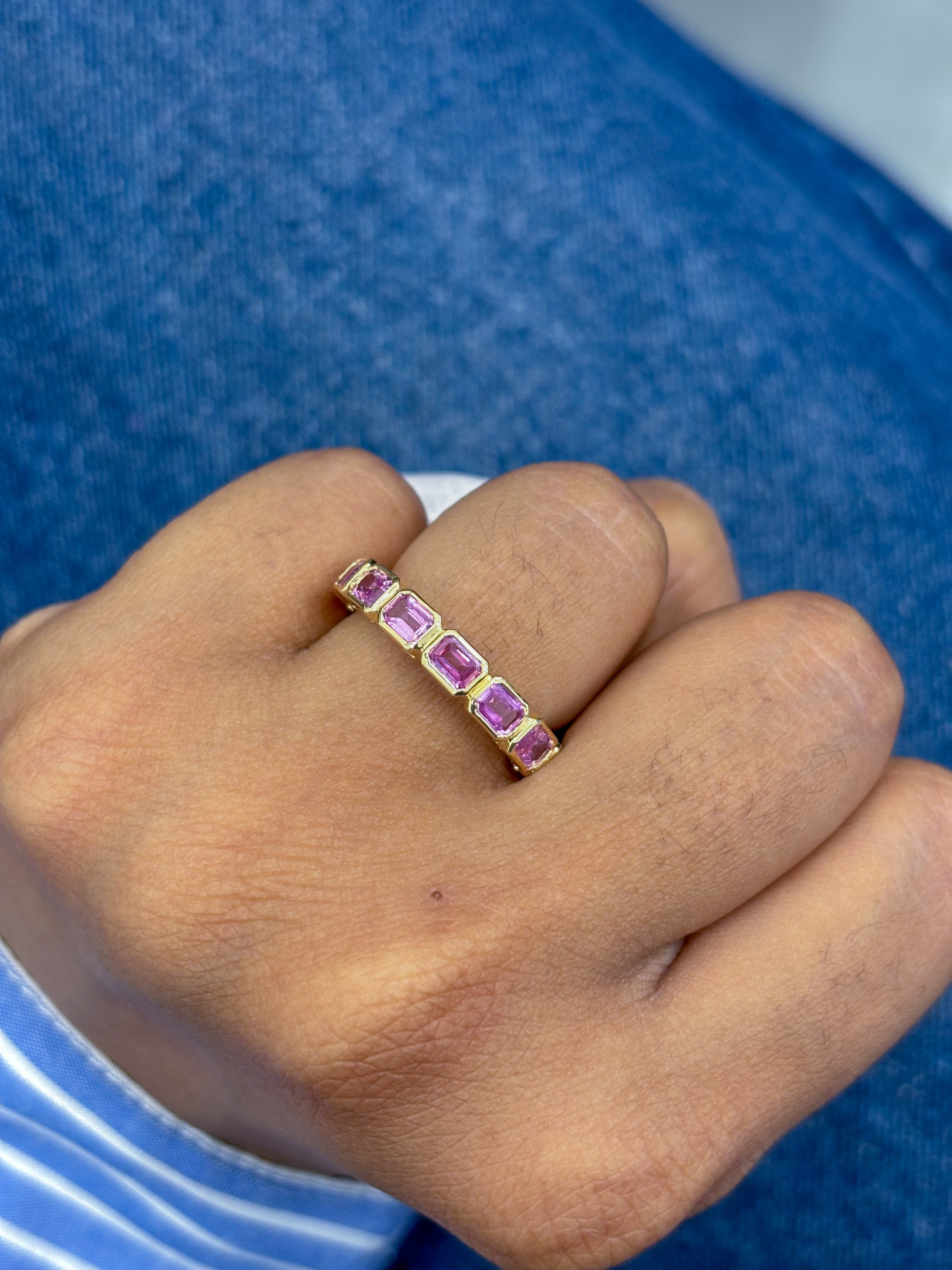 JPRG-3318/8477 Pink Sapphire 4X3 Octagon Eternity Band Ring | 14K