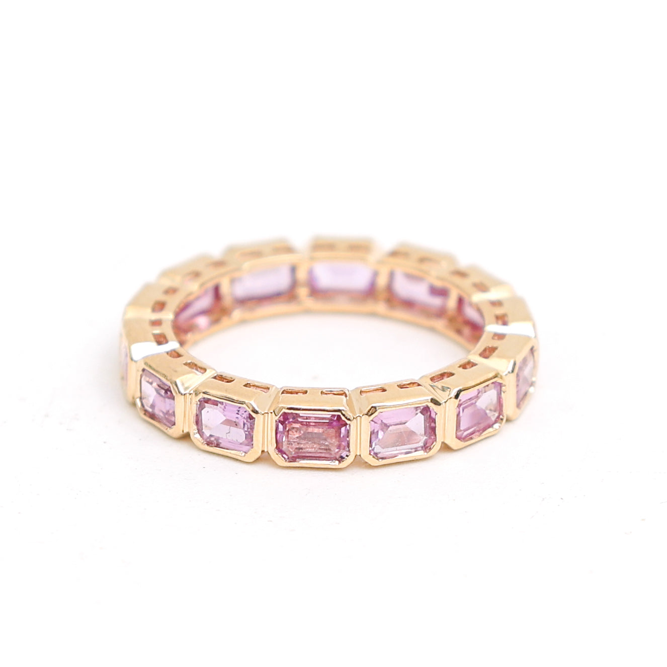 JPRG-3318/8477 Pink Sapphire 4X3 Octagon Eternity Band Ring | 14K