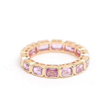 JPRG-3318/8477 Pink Sapphire 4X3 Octagon Eternity Band Ring | 14K