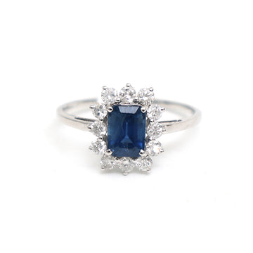 JPRG-3324/8509 Blue Sapphire Diamond Three Stone Ring | 14K