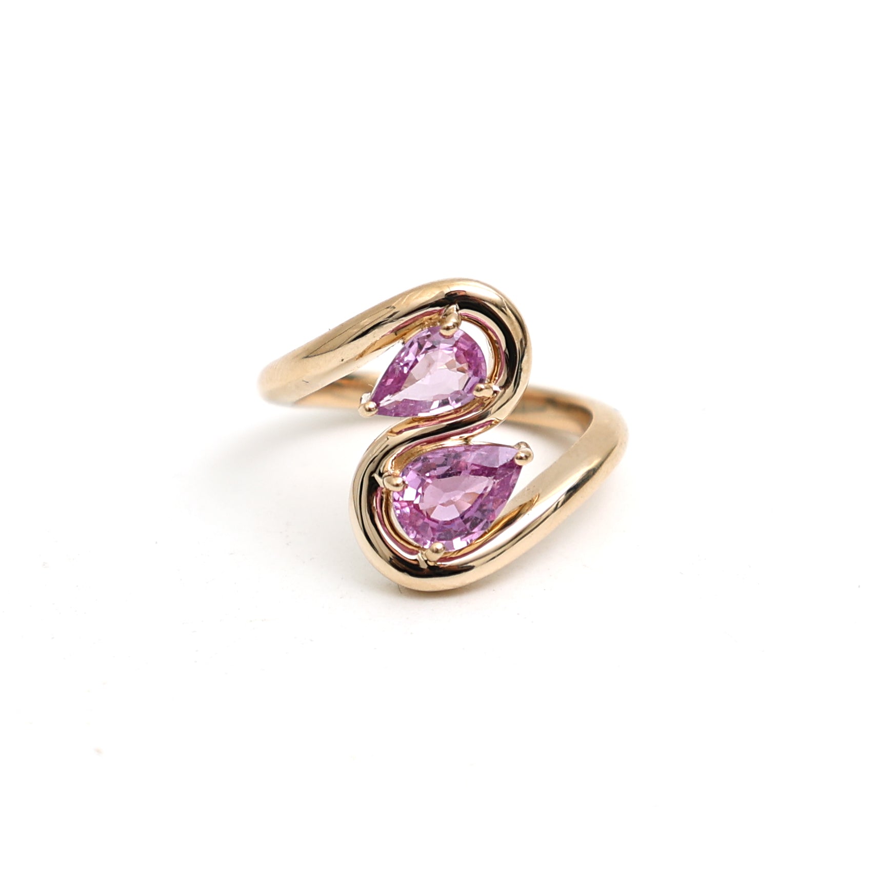 JPRG-3335/8530 Pink Sapphire Pear Oval Wave Ring | 18K