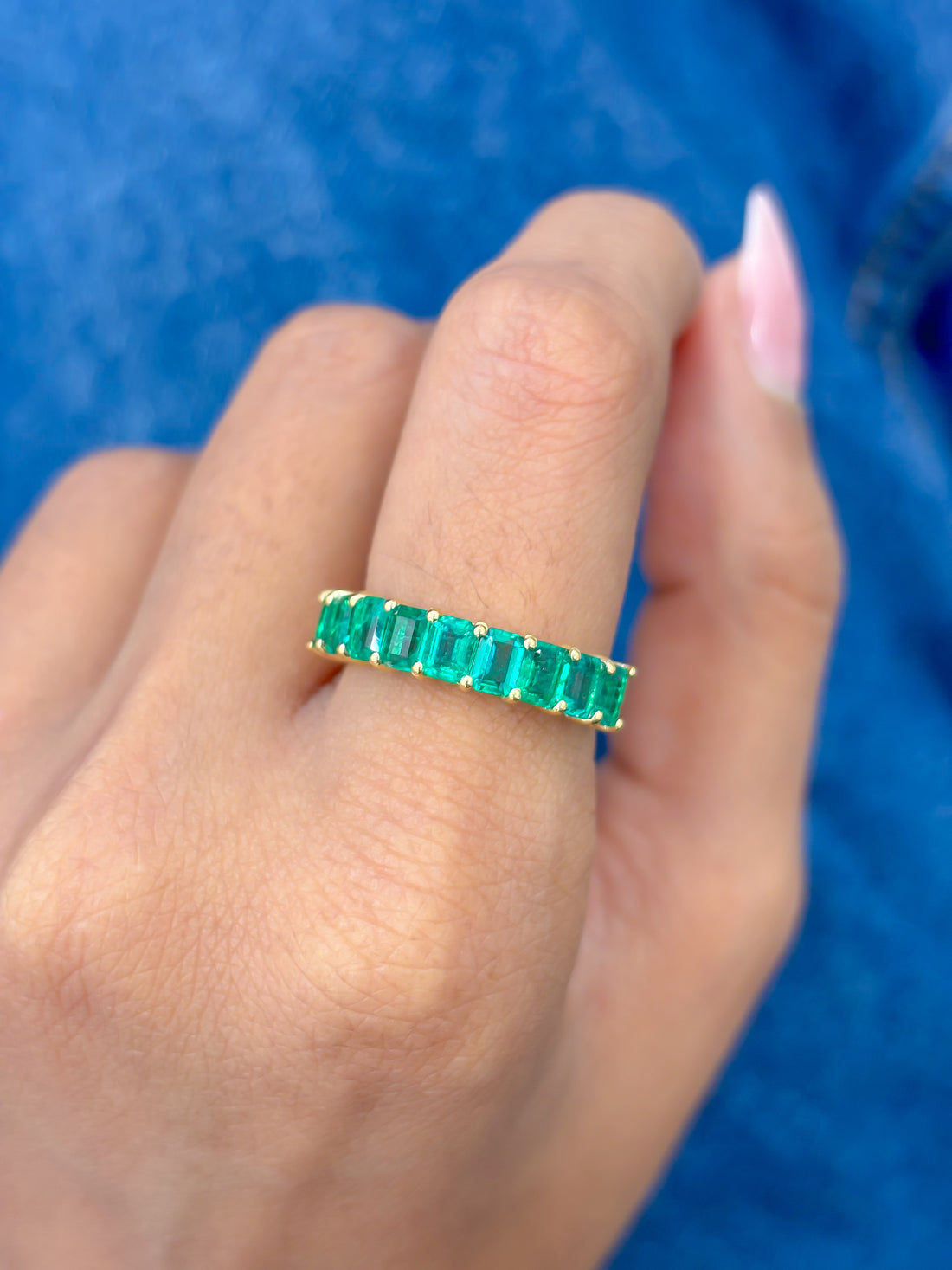 JPRG-3337/8532 Emerald Octagon Half Ring | 18K