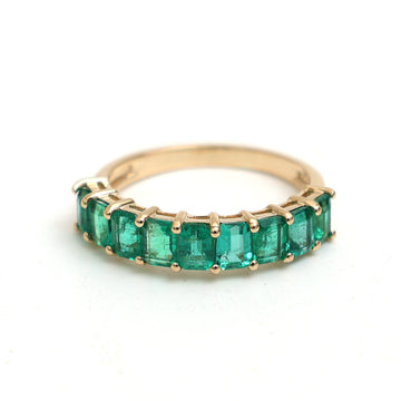 JPRG-3337/8532 Emerald Octagon Half Ring | 18K