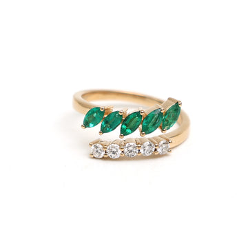 JPRG-3339/8534 Emerald Marquise With Diamond East West Ring | 18K