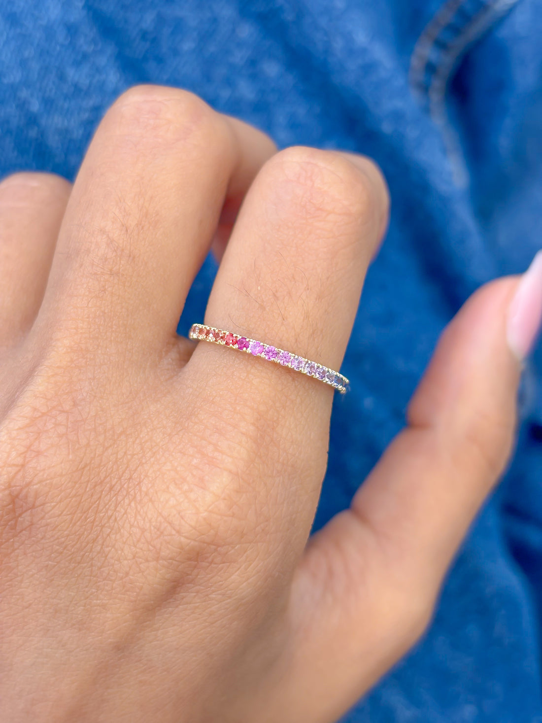 JPRG-3348/8543 Rainbow Sapphire Round 1.50 Mm Ring | 14K