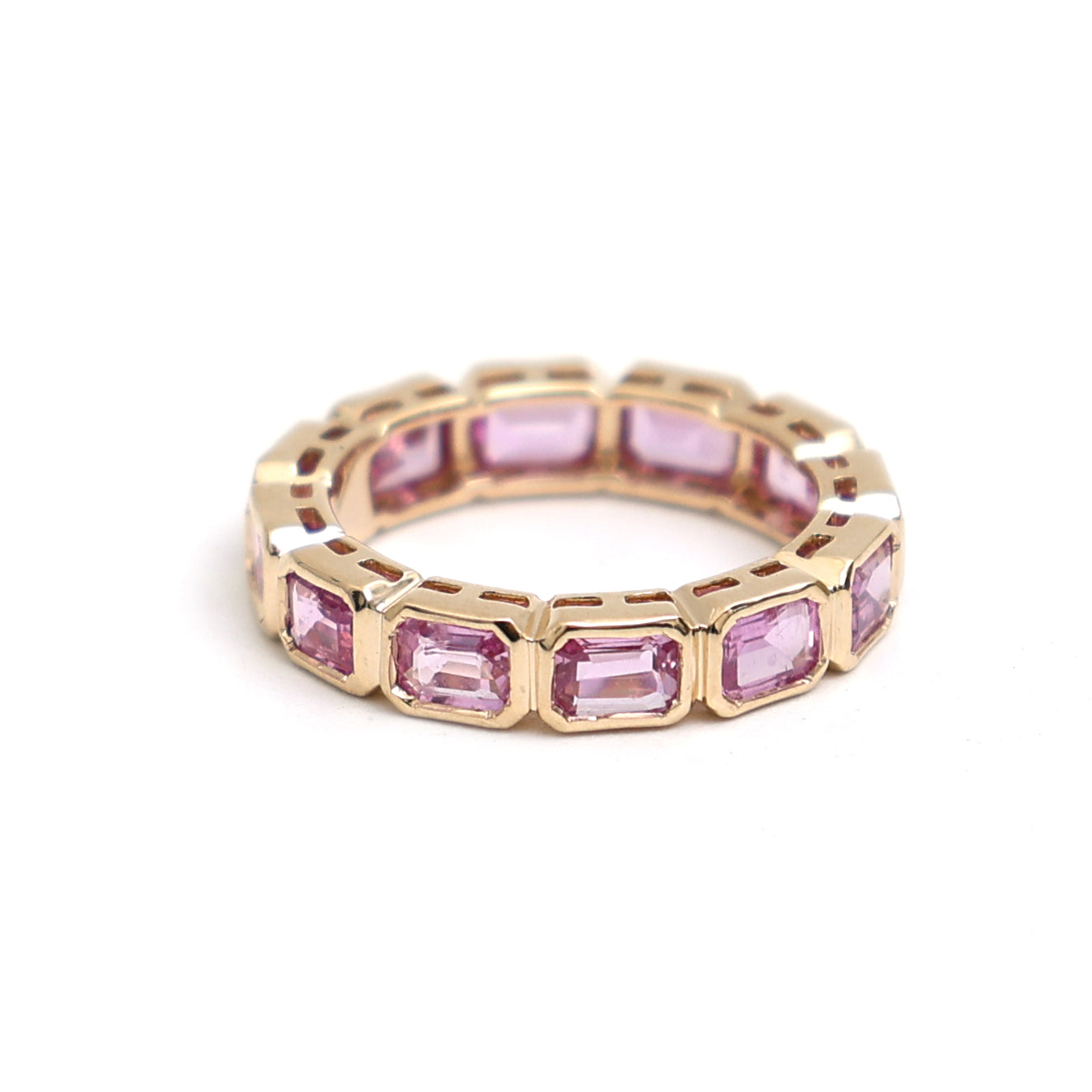 JPRG-3354/8549 Pink Sapphire Octagon 4X3 Bezel Set Ring | 14K