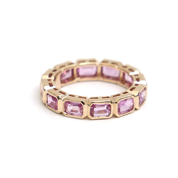 JPRG-3354/8549 Pink Sapphire Octagon 4X3 Bezel Set Ring | 14K