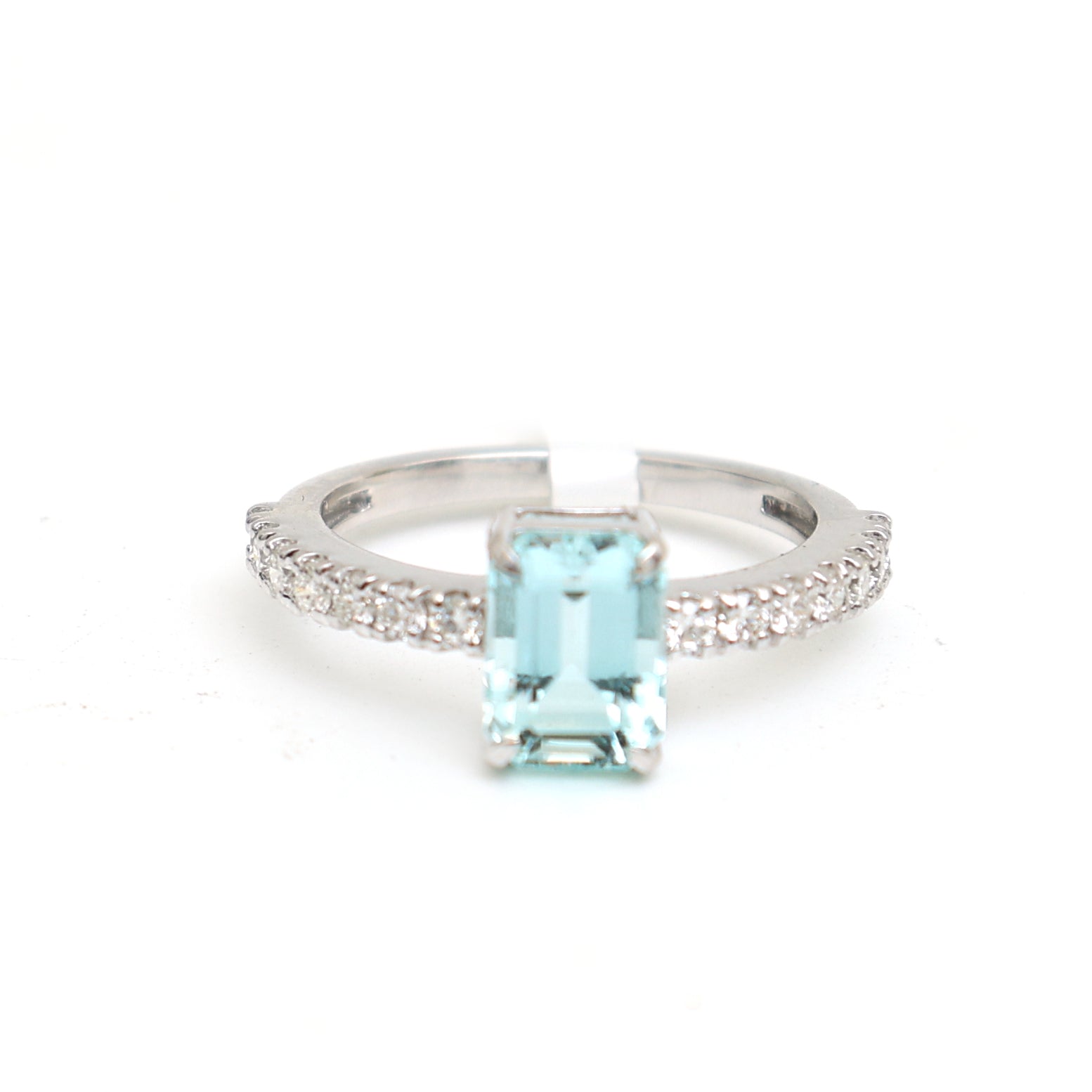 JPRG-3357/8554 Aquamarine Octagon With Diamond Ring | 14K