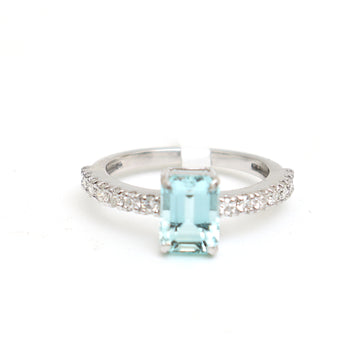 JPRG-3357/8554 Aquamarine Octagon With Diamond Ring | 14K