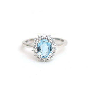 JPRG-3358/8555 Aquamarine Oval With Diamond Ring | 14K