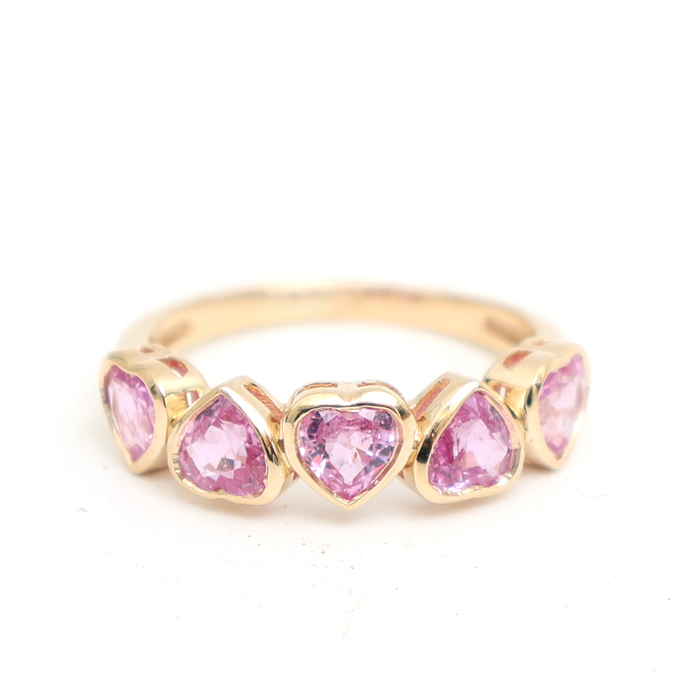 JPRG-3363/8563 Pink Sapphire Haert Bezel Set Half Ring | 18K