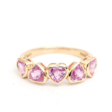 JPRG-3363/8563 Pink Sapphire Haert Bezel Set Half Ring | 18K
