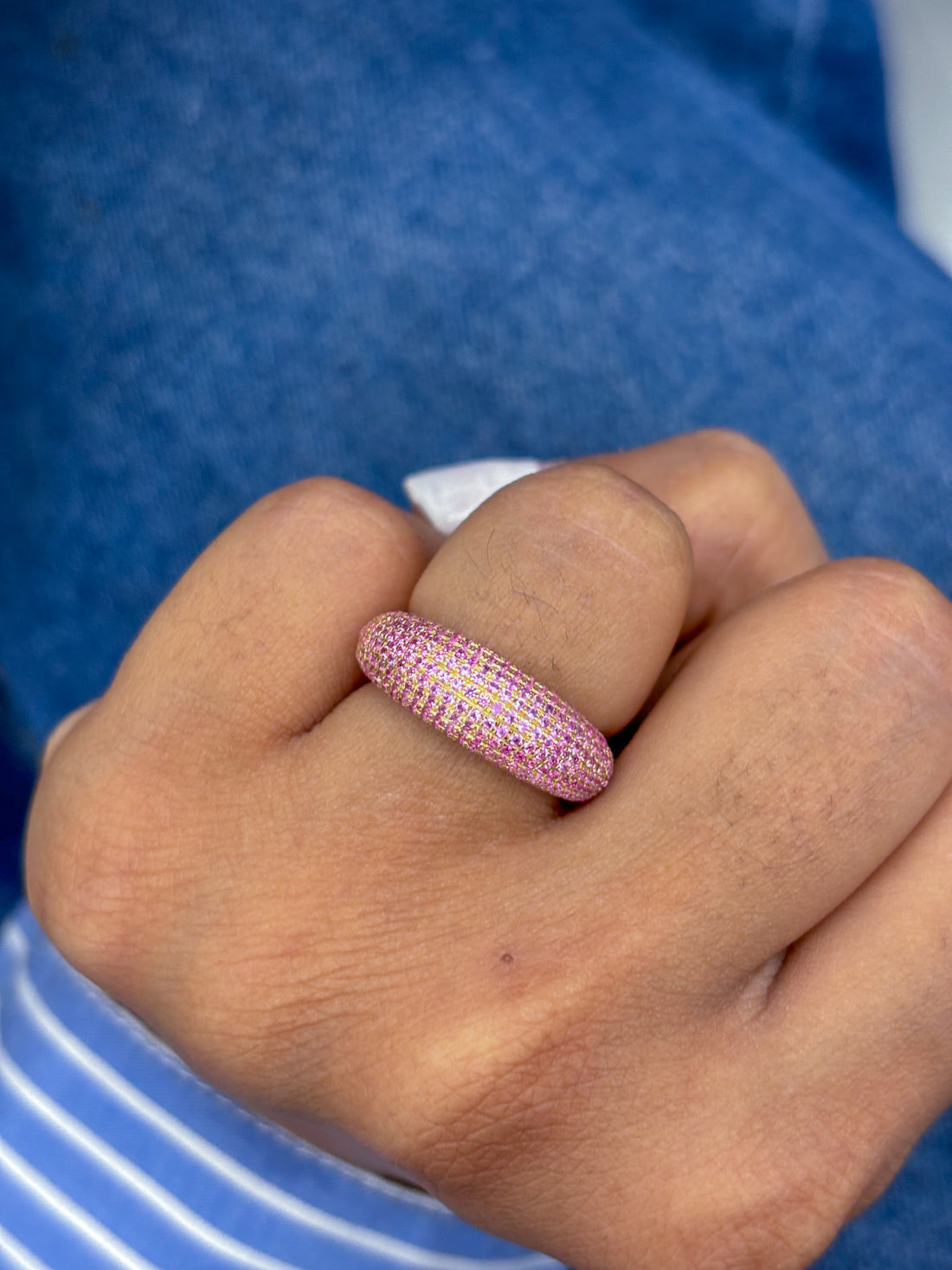 JPRG-3375/8577 Pink Sapphire Round Pave Ring | 18K