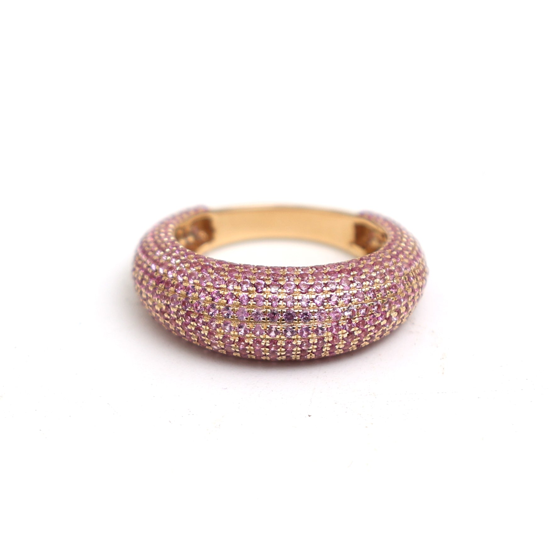 JPRG-3375/8577 Pink Sapphire Round Pave Ring | 18K