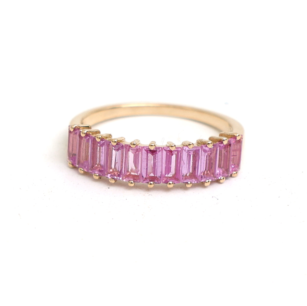 JPRG-3391/8611 Pink Sapphire Baguette 4X2 Half Ring | 14K