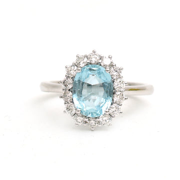 JPRG-3392/8612 Aquamarine Oval With Diamond Ring | 14K