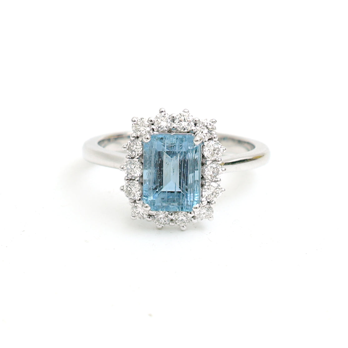 JPRG-3403/8622 Aquamarine Octagon With Diamond Ring | 14K