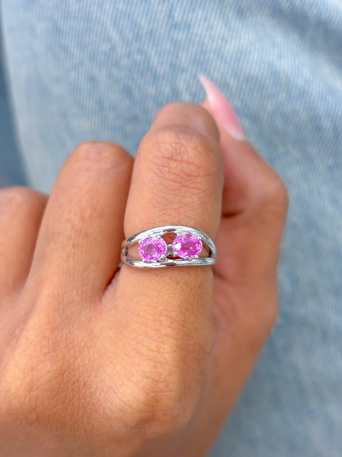 JPRG-3404/8623 Pink Sapphire  Oval Pinky Ring | 14K