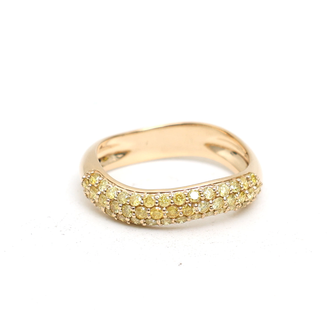 JPRG-3420/8690 Yellow Diamond Wave Half Ring | 18K