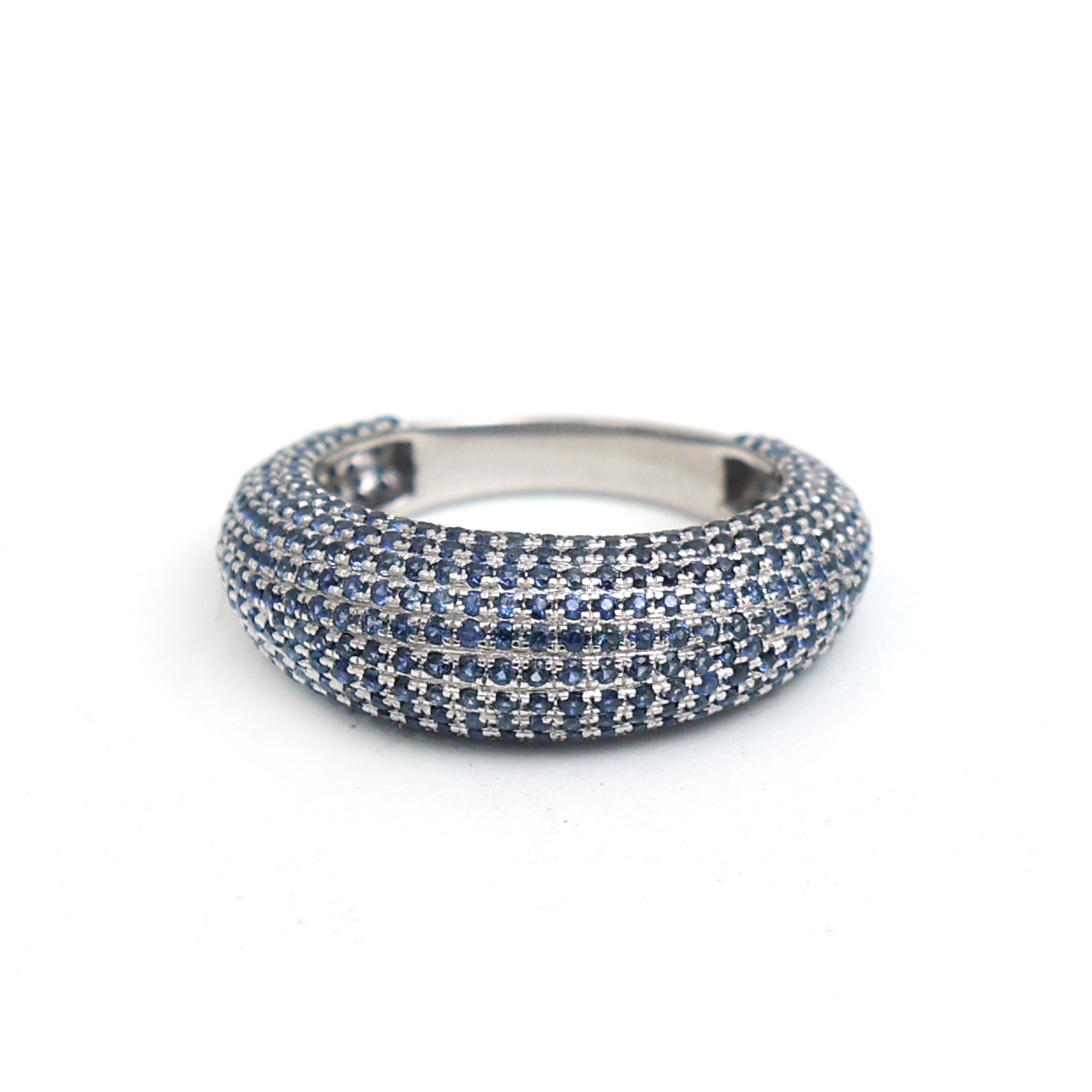 JPRG-3427/8787 Blue Sapphire Round Pave Ring | 18K