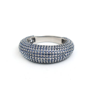 JPRG-3427/8787 Blue Sapphire Round Pave Ring | 18K