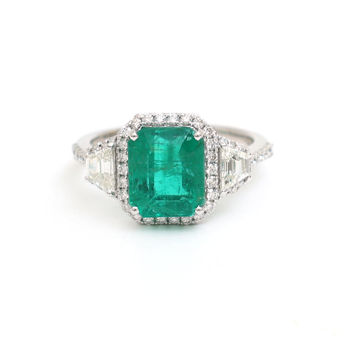 JPRG-3435/8811 Emerald Octagon With Fancy Diamond Ring | 18K