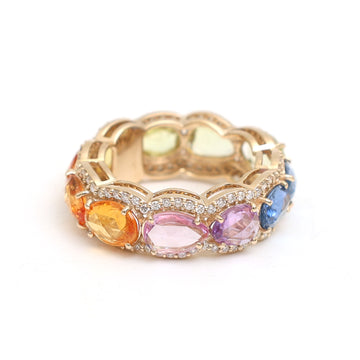 JPRG-3442/8818 Rainbow Sapphire Diamond Ring | 14K