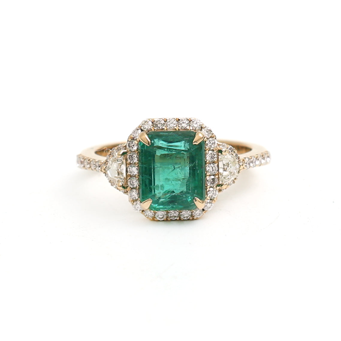 JPRG-3448/8825 Emerald Octagon With Fancy Diamond Ring | 18K