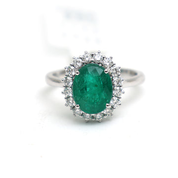 JPRG-3456/8834 Emerald Oval With Diamond Ring | 18K