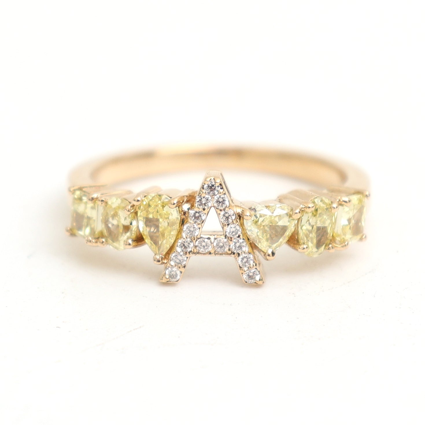JPRG-3465/8851 Yellow Diamond A Letter Ring | 18K