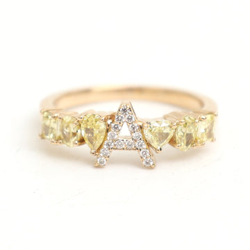 JPRG-3465/8851 Yellow Diamond A Letter Ring | 18K