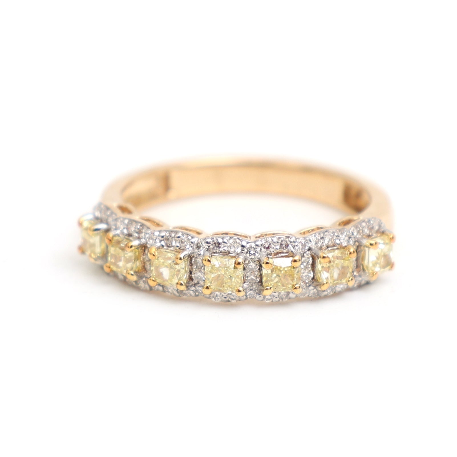 JPRG-3467/8853 Yellow Diamond Cushion With Diamond Ring | 18K