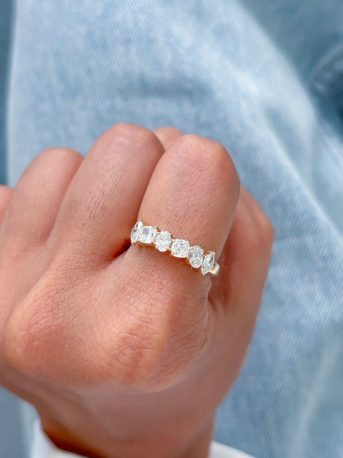 JPRG-3468/8854 Lab Grown Diamond Mix Shape Half Ring | 14K