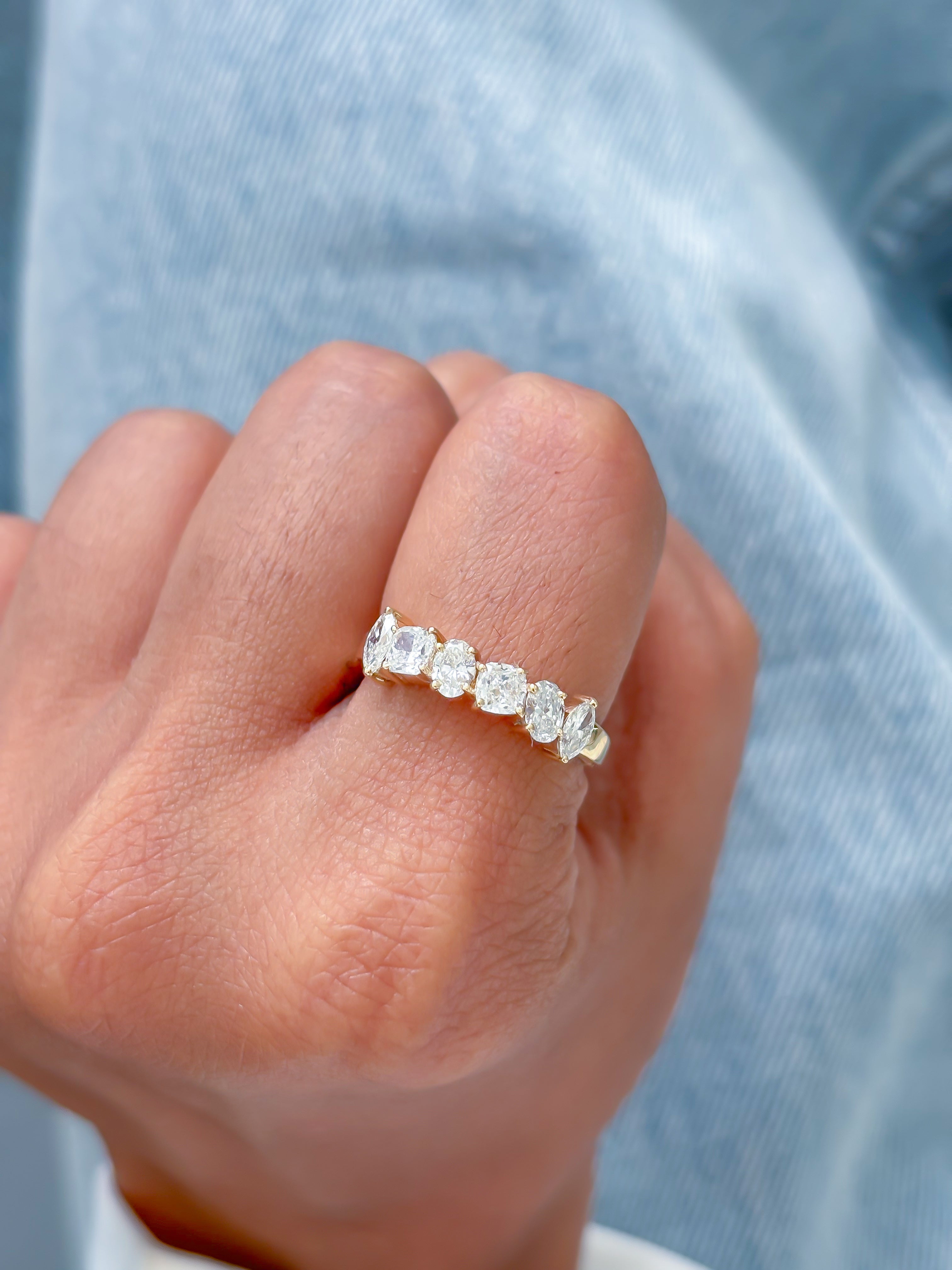 JPRG-3468/8854 Lab Grown Diamond Mix Shape Half Ring | 14K