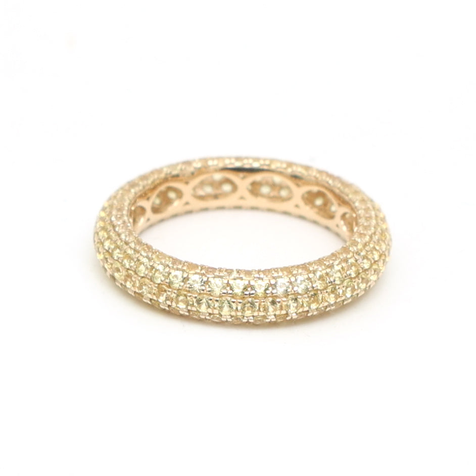 JPRG-3473/8877 Yellow Sapphire Round Pave Ring | 14K