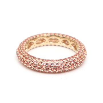 JPRG-3474/8878 Orange Sapphire Round Pave Ring | 14K