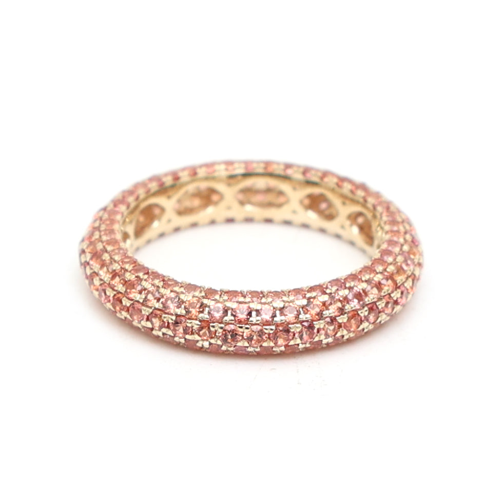 JPRG-3474/8878 Orange Sapphire Round Pave Ring | 14K