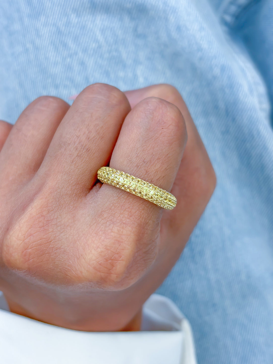 JPRG-3475/8879 Yellow Sapphire Round Pave Ring | 14K
