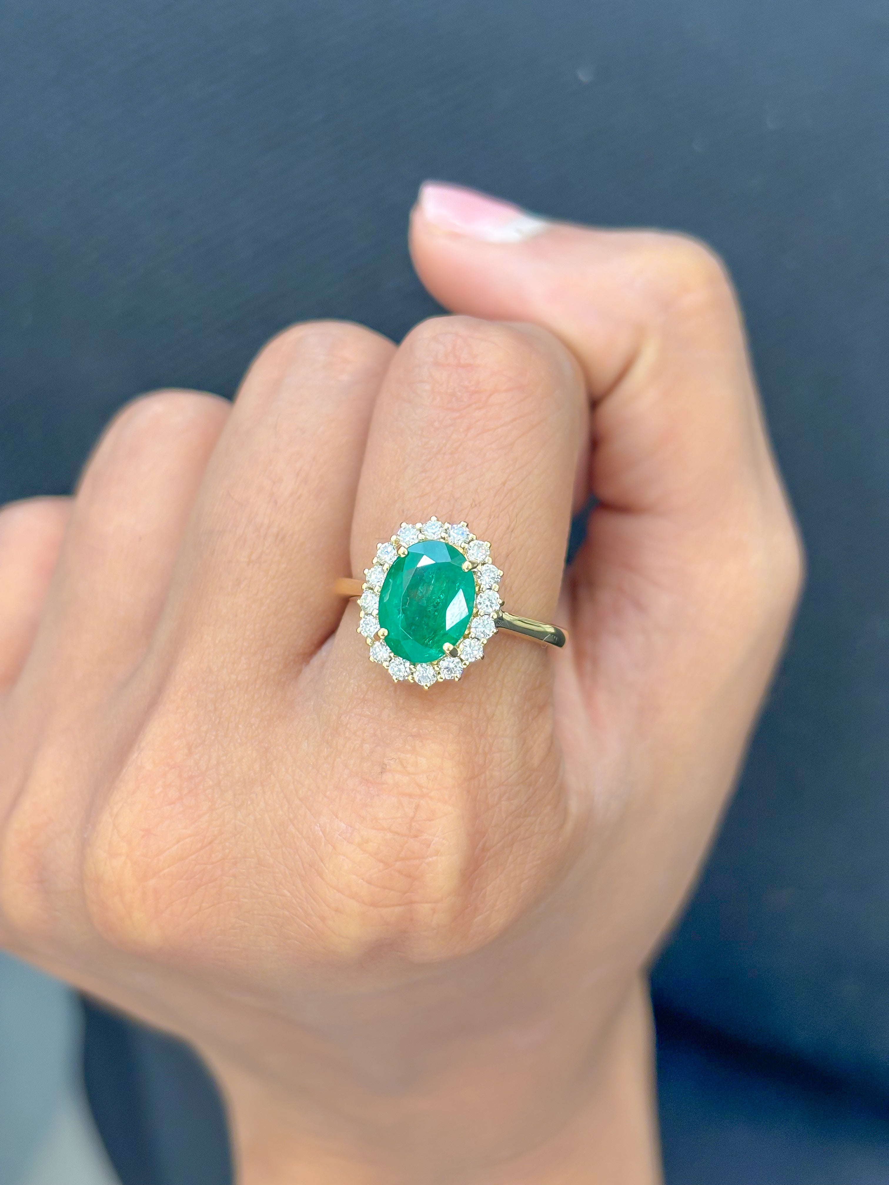 JPRG-3477/8890 Emerald Oval With Diamond Ring | 18K