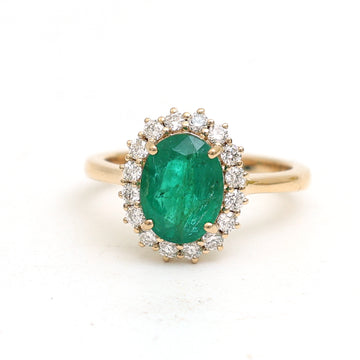JPRG-3477/8890 Emerald Oval With Diamond Ring | 18K
