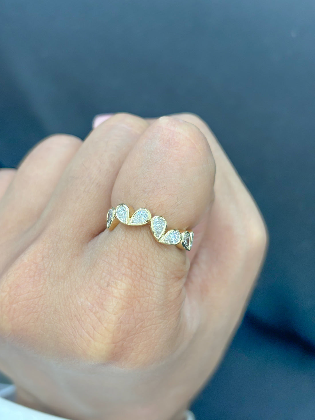 JPRG-3485/8898 Diamond Pear Bezek Set Half Ring | 18K