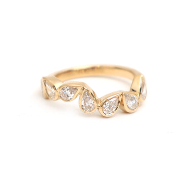 JPRG-3485/8898 Diamond Pear Bezek Set Half Ring | 18K