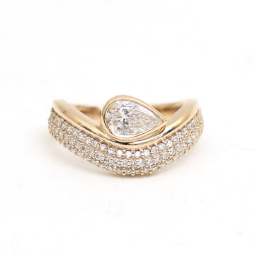 JPRG-3486/8899 Lab Grown Diamond Pear Bezel Set Wave Ring | 18K