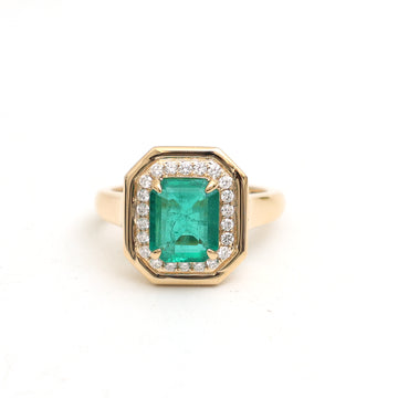 JPRG-3488/8901 Emerald Octagon With Diamond Ring | 18K