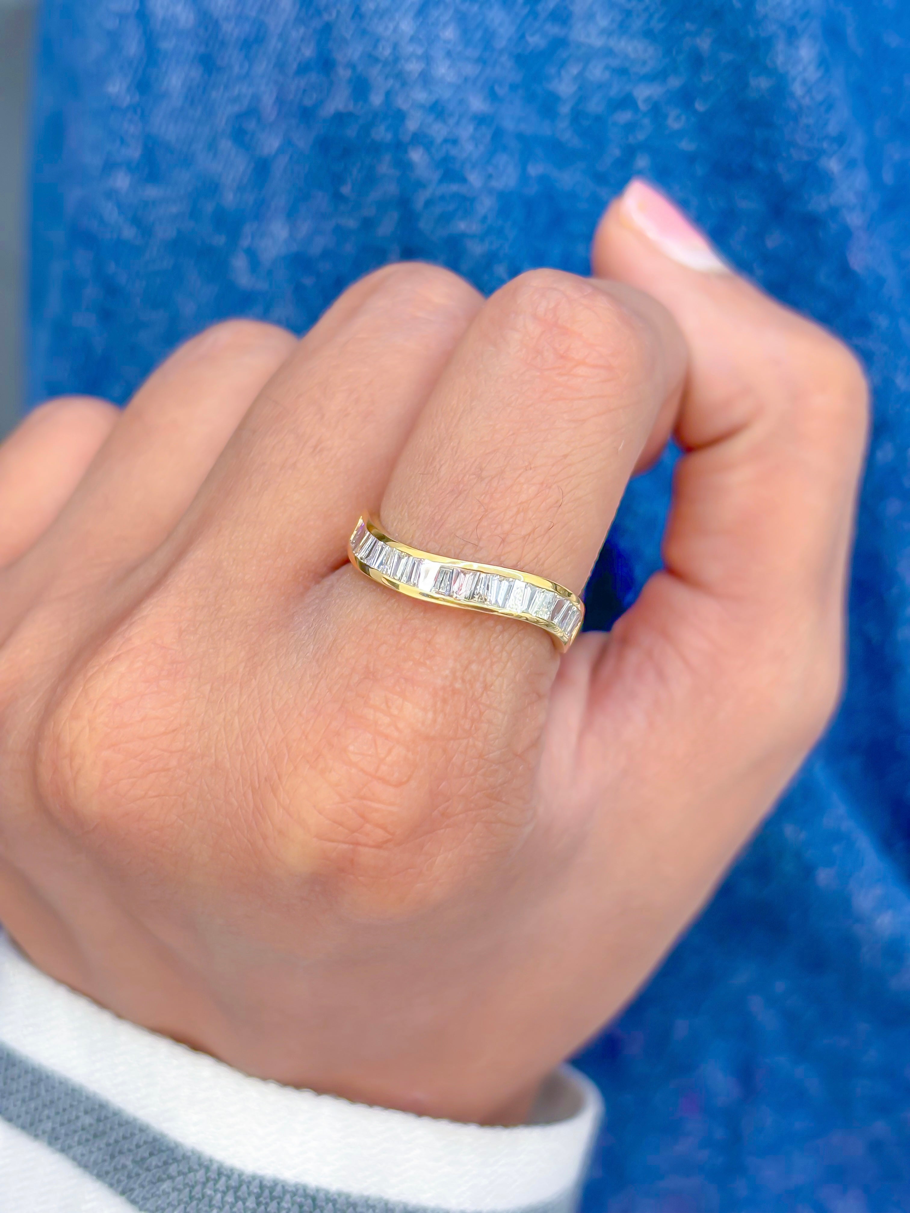 JPRG-3493/8906 Diamond Baguette Chennal Setting Half Wave Ring | 18K